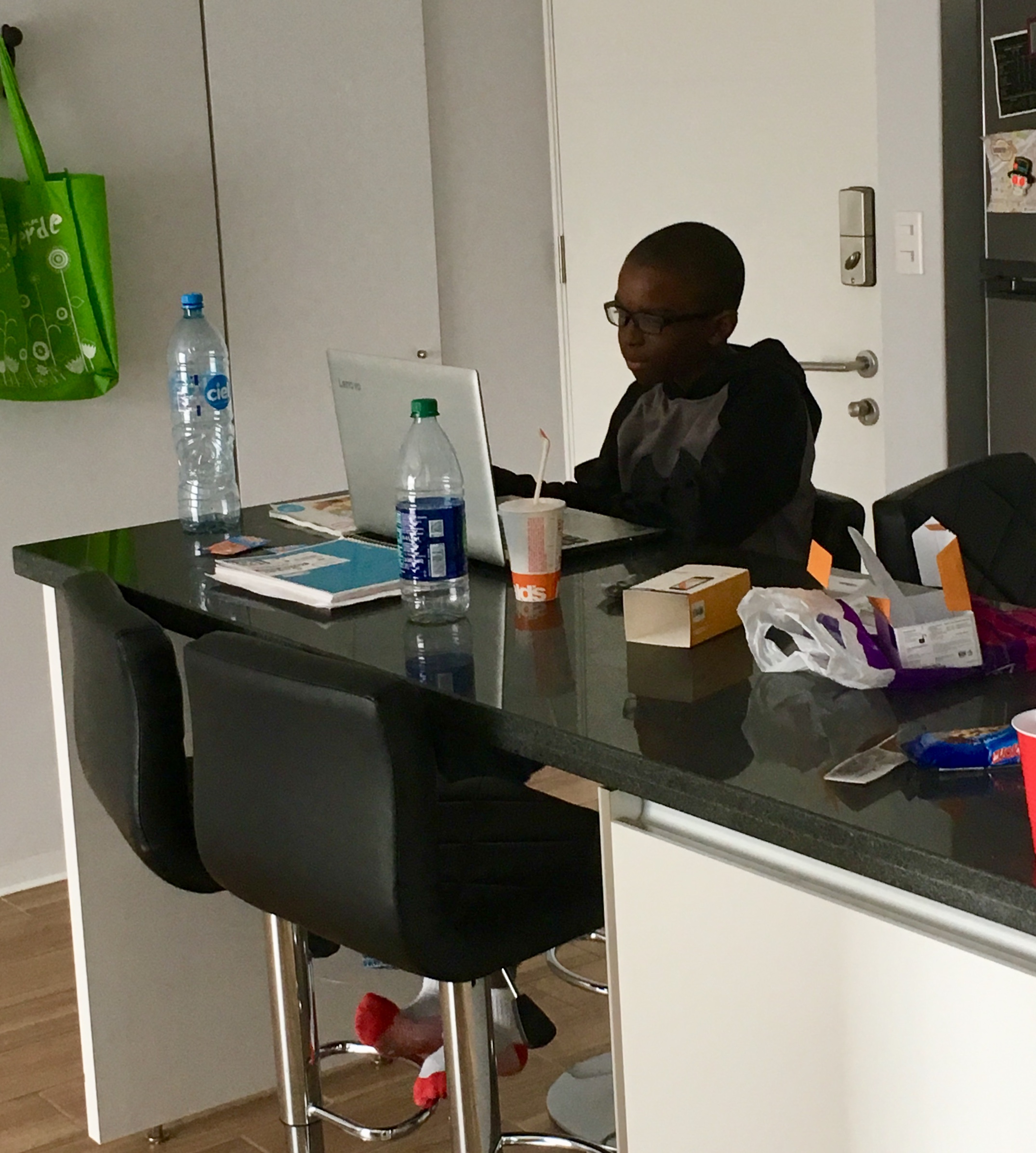 Grace is letting him choose to do school work first. Grace is letting him choose to do school work first.