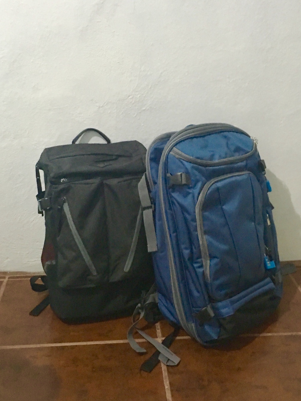 Bags packed with our travel essentials. Bags packed and ready to go